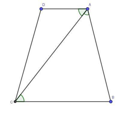 Диагональ трапеции является биссектриса одного из его углов. докажите что две стороны этой трапеции