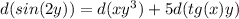 d(sin(2y))=d(xy^3)+5d(tg(x)y)