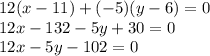 12(x-11)+(-5)(y-6)=0\\12x-132-5y+30=0\\12x-5y-102=0