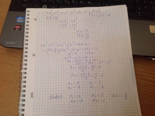 Решить уравнение если известен один его корень 3х^5+х^4-15х^3-5х^2+12х+4=0,х1=-1/3