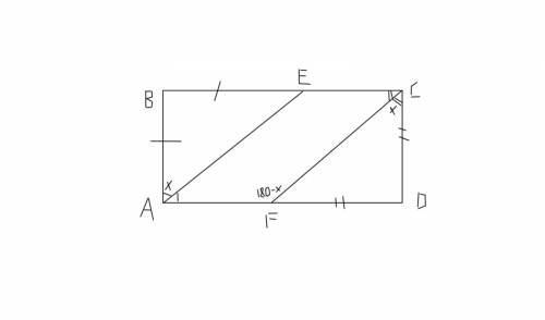 Впрямоугольнике abcd на сторонах bc и ad взяты точки e и f . ab=be , cd=fd. определите вид четырехуг