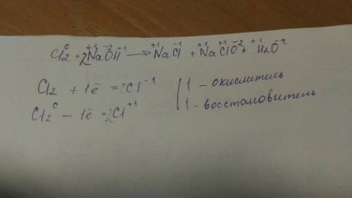 Электронный уравнения- cl2+na (oh)-nacl+naclo+h20