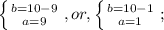 \left \{ {{b=10-9} \atop {a=9} \right.,or,\left \{ {{b=10-1} \atop {a=1} \right.;