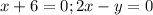 x+6=0; 2x-y=0