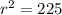 r^2=225