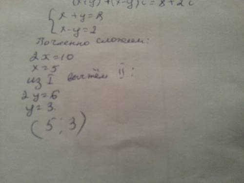 Найти действительные числа из x y из неравенство (x+y)+(x-y)i=8+2