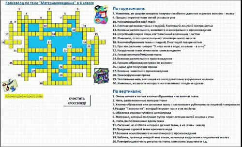 Готовый кроссворд по технологии 7 класс с ответами материаловедение