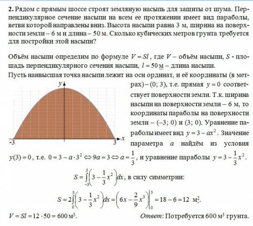 Рядом с прямым шоссе строят земляную насыпь для защиты от шума. перпендикулярное сечение насыпи на в