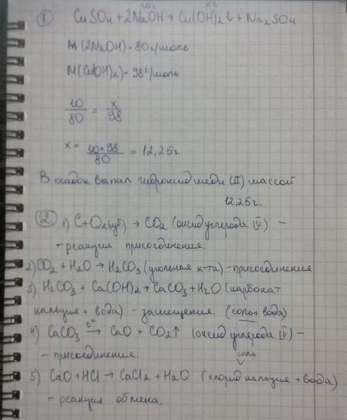 1.раствор сульфата меди (2) обработали 10 г гидроксида натрия.образовавшийся осадок отфильтровали о