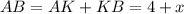 AB=AK+KB=4+x