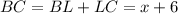 BC=BL+LC=x+6