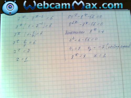 Sqrt x-4 = 2 sqrt 3x-2 = 2sqrt x+2 - 2 7^x-7^x-1 = 6 64^x - 8^x - 56 =0