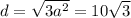 d= \sqrt{3 a^{2} } =10 \sqrt{3}