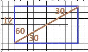 Длина меньшей стороны прямоуг. 12см, а угол между этой стороной и диагональю равен 60°. сделайте рис