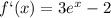 f`(x)=3 e^{x} -2