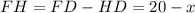 FH=FD-HD=20-x