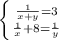 \left \{ {{ \frac{1}{x+y} =3} \atop {\frac{1}{x}+8= \frac{1}{y}}} \right.