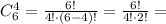 C_6^4 = \frac{6!}{4!\cdot (6-4)!} = \frac{6!}{4! \cdot 2!} =