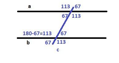 15 подалуйста две параллельные прямые а и б пересекаются с прямой c. вычеслите размер угла если один