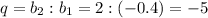 q=b_2:b_1=2:(-0.4)=-5