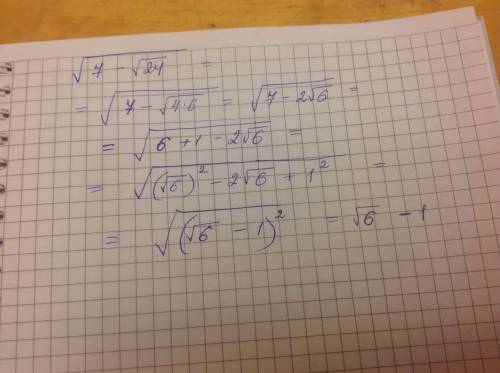 35 √(7-√24) решите с пошаговыми решениями ответ √(6-1)