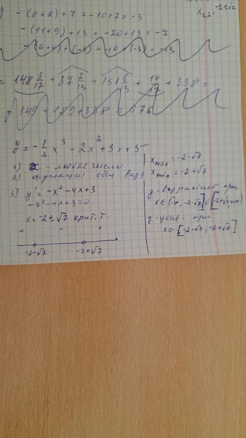 Исследовать график функции у=-1/3х^3-2х^2+3х+5