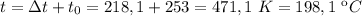 t=зt+t_0=218,1+253=471,1 \ K=198,1 \ кC