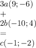 3a(9;-6) \\ + \\ 2b(-10;4) \\ = \\ c(-1;-2)