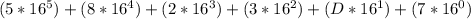 (5 * 16^5) + (8 * 16^4) + (2 * 16^3) + (3 * 16^2) + (D * 16^1) + (7 * 16^0)