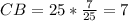 CB=25* \frac{7}{25}=7