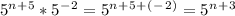 5^n^+^5*5^-^2=5^n^+^5^+^(^-^2^)=5^n^+^3