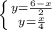 \left \{ {{y= \frac{6-x}{2}} \atop {y= \frac{x}{4} }} \right.