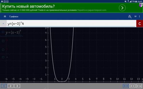 Изобразите схематически график функции y=(x-2)в 4 степени