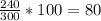 \frac{240}{300}*100=80%