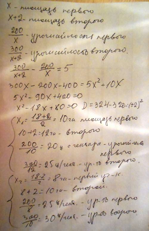 После окончания сбора урожая, выяснилось, что с первого участка собрано 200 ц пшеницы, а со второго,