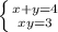 \left \{ {{ {x+y} =4} \atop { xy=3 }} \right.