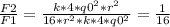 \frac{F2}{F1}= \frac{k*4*q0^{2}*r^{2} }{16*r^{2}*k*4*q0^{2}} = \frac{1}{16}