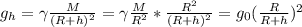 g_h=\gamma \frac{M}{(R+h)^2}=\gamma \frac{M}{R^2}* \frac{R^2}{(R+h)^2}=&#10;g_0(\frac{R}{R+h})^2