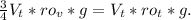 \frac{3}{4} V_t*ro_v*g=V_t*ro_t*g.