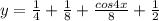 y=\frac{1}{4} + \frac{1}{8} + \frac{cos4x}{8} + \frac{1}{2}