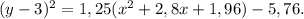 (y-3)^2=1,25(x^2+2,8x+1,96)-5,76.