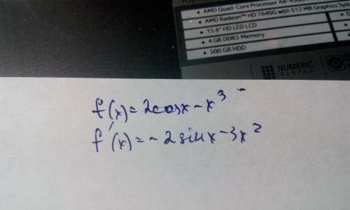 Найдите производную функции f(x)=2cosx-x^3 решите