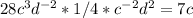 28c^3d ^{-2} *1/4*c ^{-2} d^2=7c