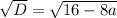 \sqrt{D} = \sqrt{16-8a}