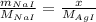 \frac{m_{NaI}}{M_{NaI}} = \frac{x}{M_{AgI}} &#10;&#10;