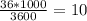 \frac{36*1000}{3600} = 10