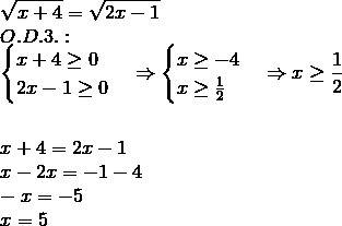 Как это решить? по теме рациональные уравнения √х+4' = √2x-1'