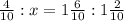 \frac{4}{10} :x=1 \frac{6}{10}: 1\frac{2}{10}