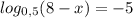 log_{0,5}(8-x)=-5