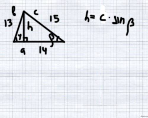 Стороны треугольника равны 13 см,14 см и 15 см. найдите высоту треугольника,проведенную к его средне